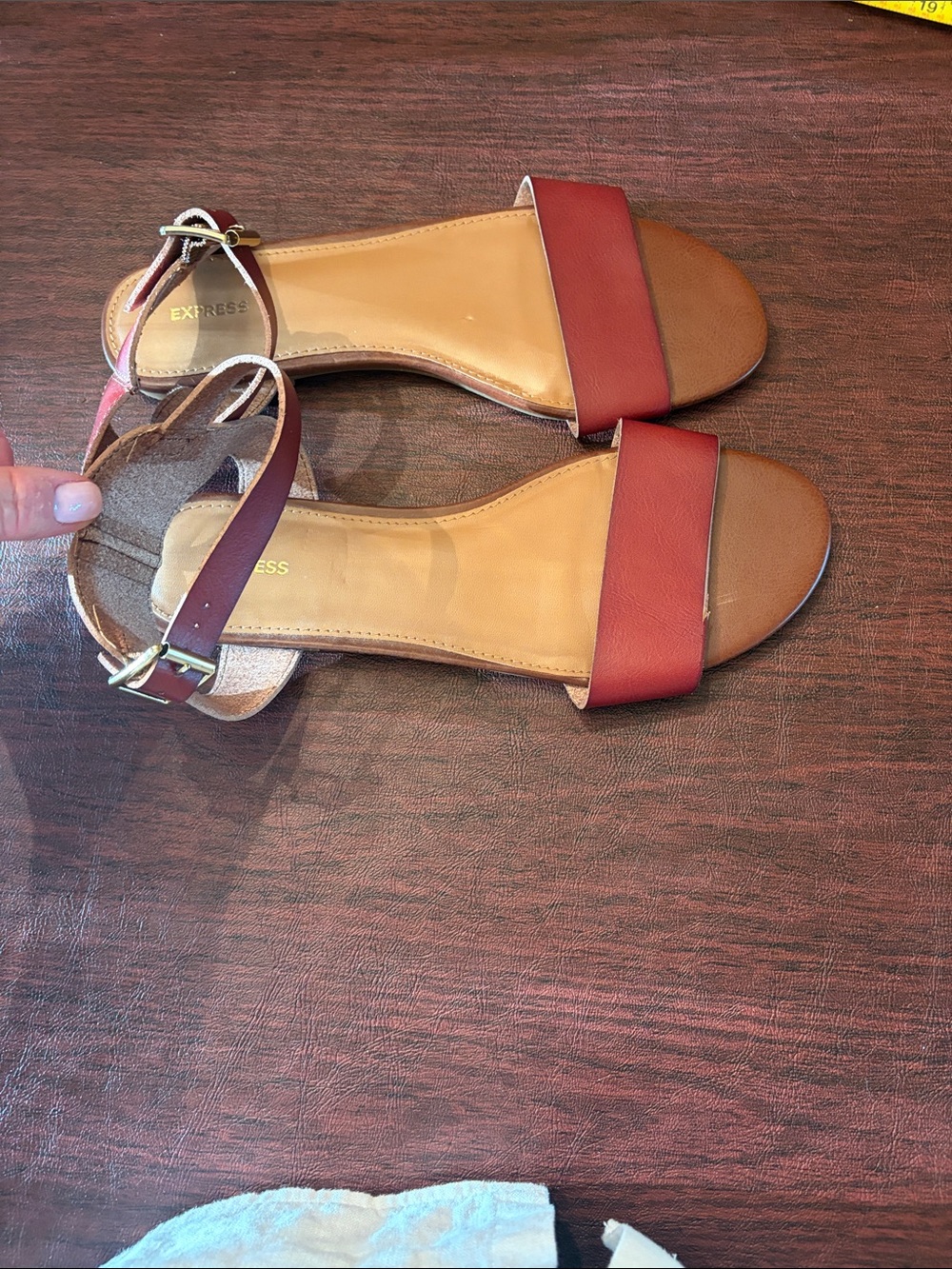 Express Women’s Brown  Ankle-Strap Flat Sandals